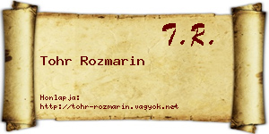Tohr Rozmarin névjegykártya
